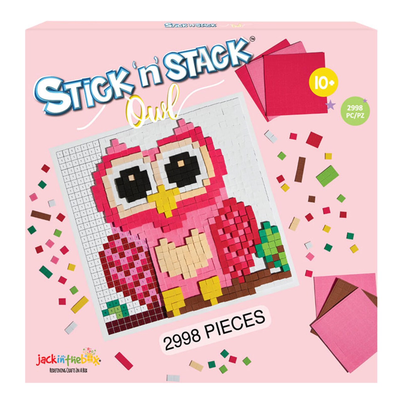 Stick n Stack Mosaic Arts and Crafts for Kids with 3D Foam Stickers - Owl Design - Mess-Free Kids Craft Kit for Striking 3D Art - Unique Owl Gifts for Girls and Boys Ages 10 and Up…